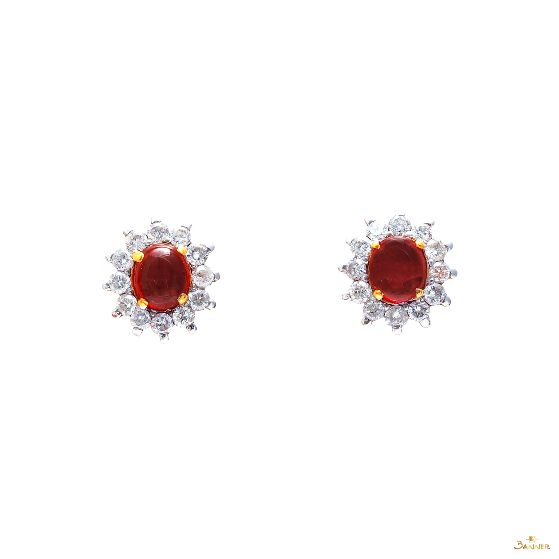 Ruby and Diamond Sunflowers Earrings