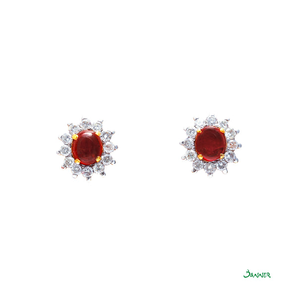 Ruby and Diamond Sunflowers Earrings