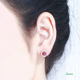 Ruby and Diamond Sunflowers Earrings