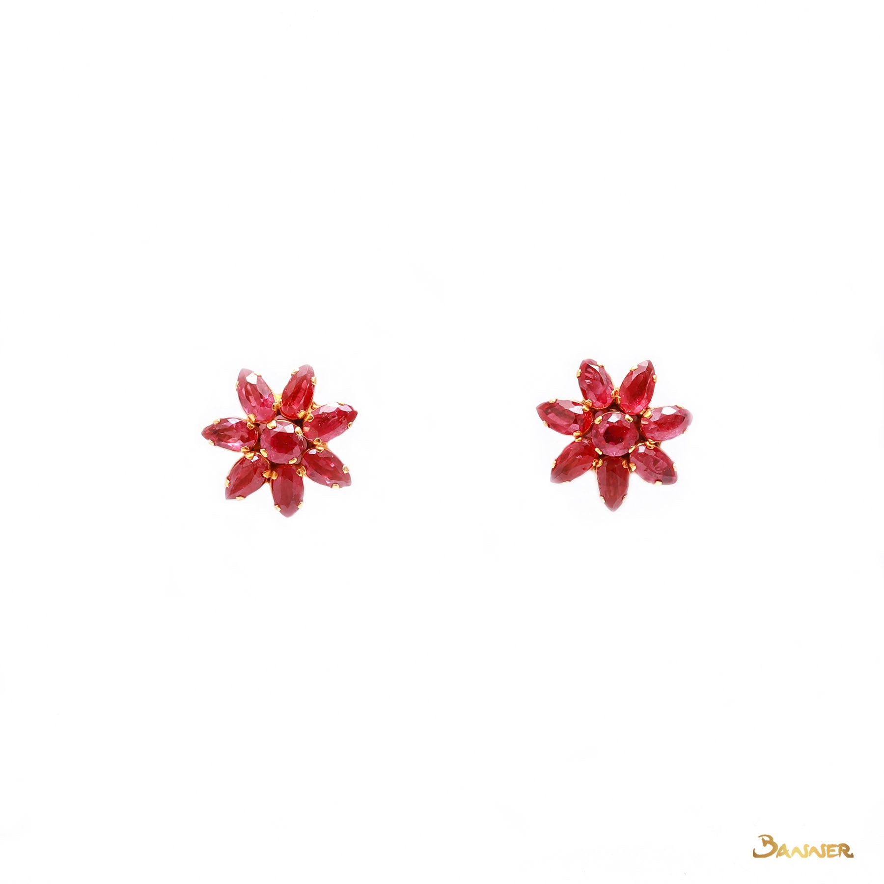 Ruby Flower Earrings