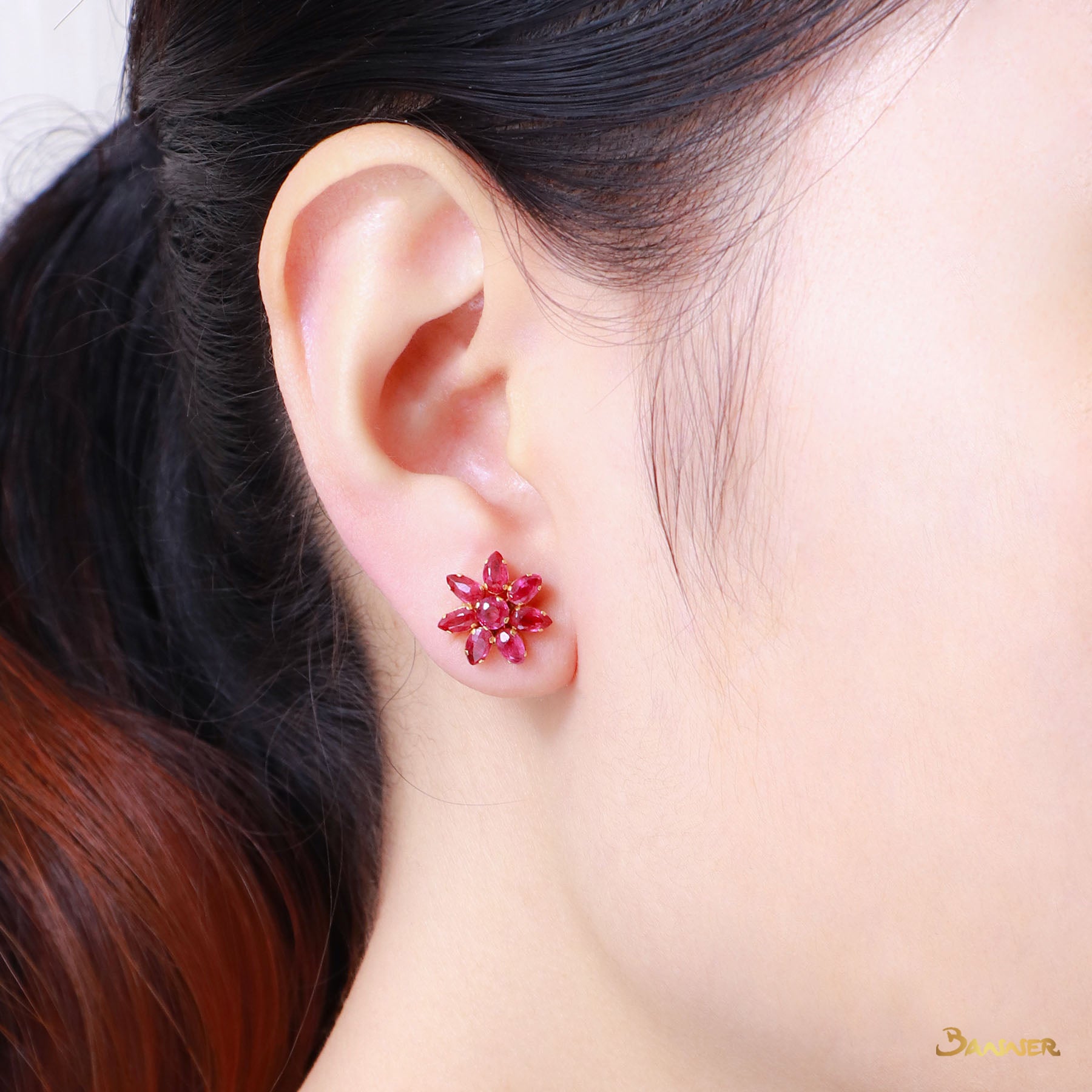 Ruby Flower Earrings