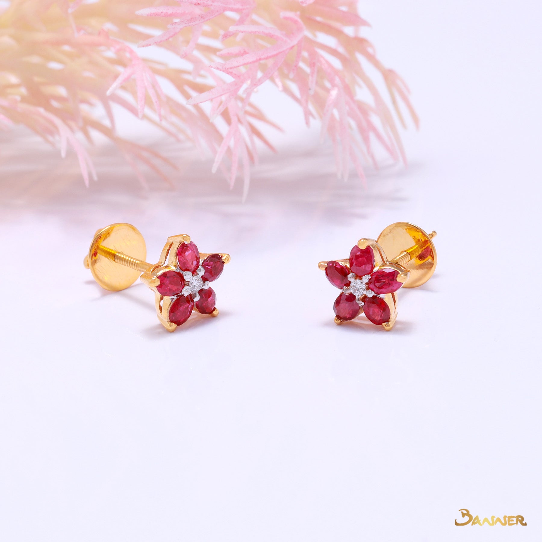 Ruby and Diamond Chel Earrings