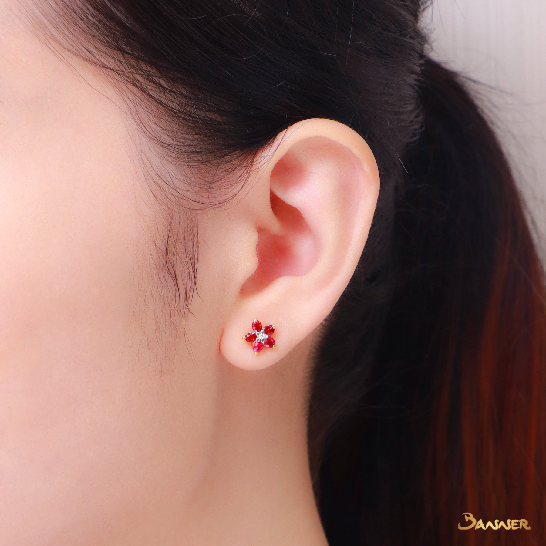 Ruby and Diamond Chel Earrings