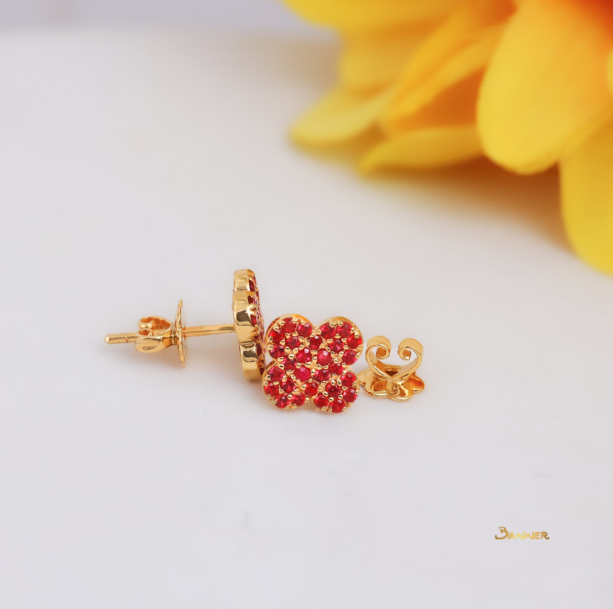 Ruby Clover Earrings