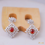 Ruby and Diamond Elegant Design Floral Earrings