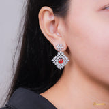Ruby and Diamond Elegant Design Floral Earrings