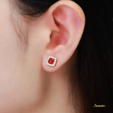 Ruby and Diamond 3-Way Halo Earrings