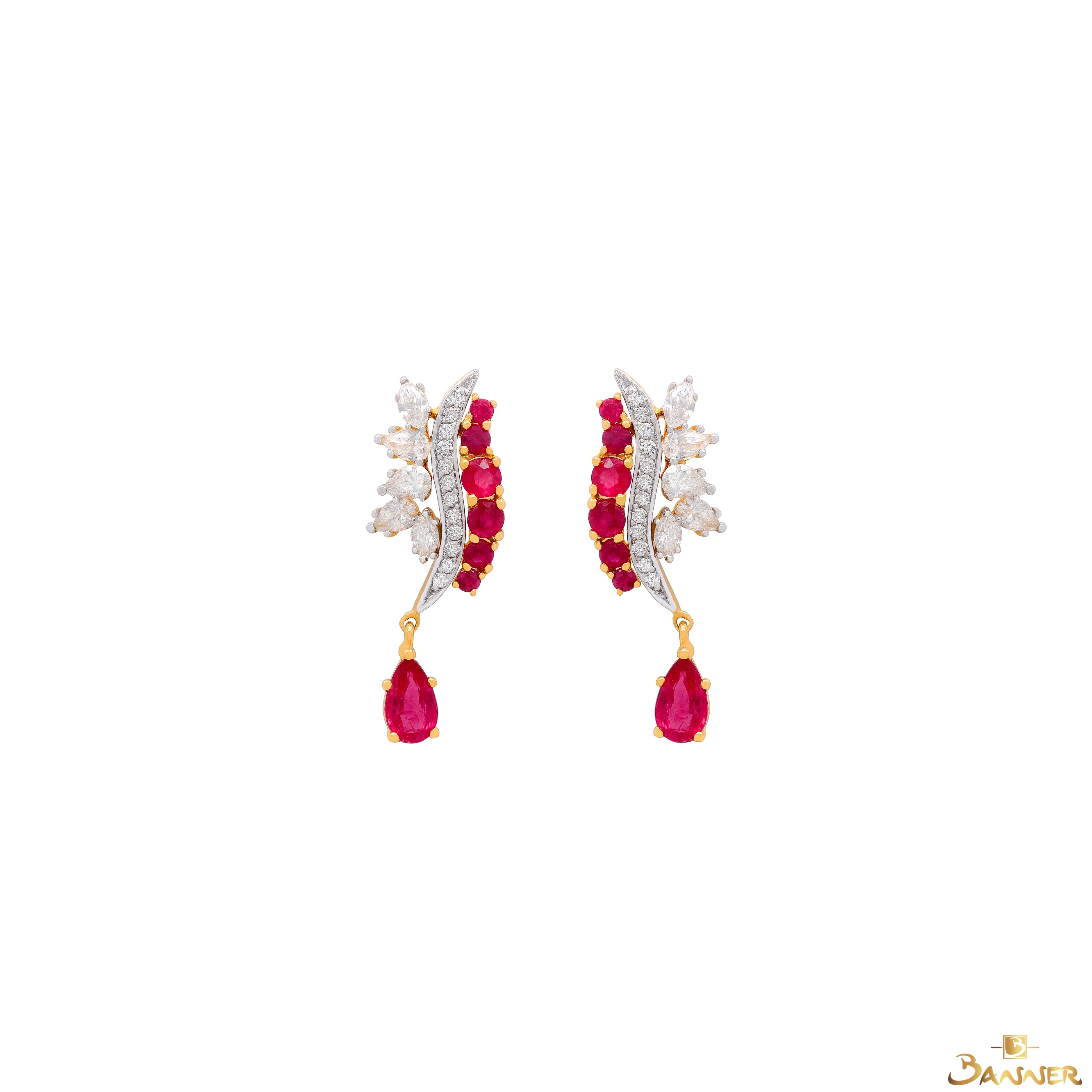 Ruby and Diamond Phoenix Earrings