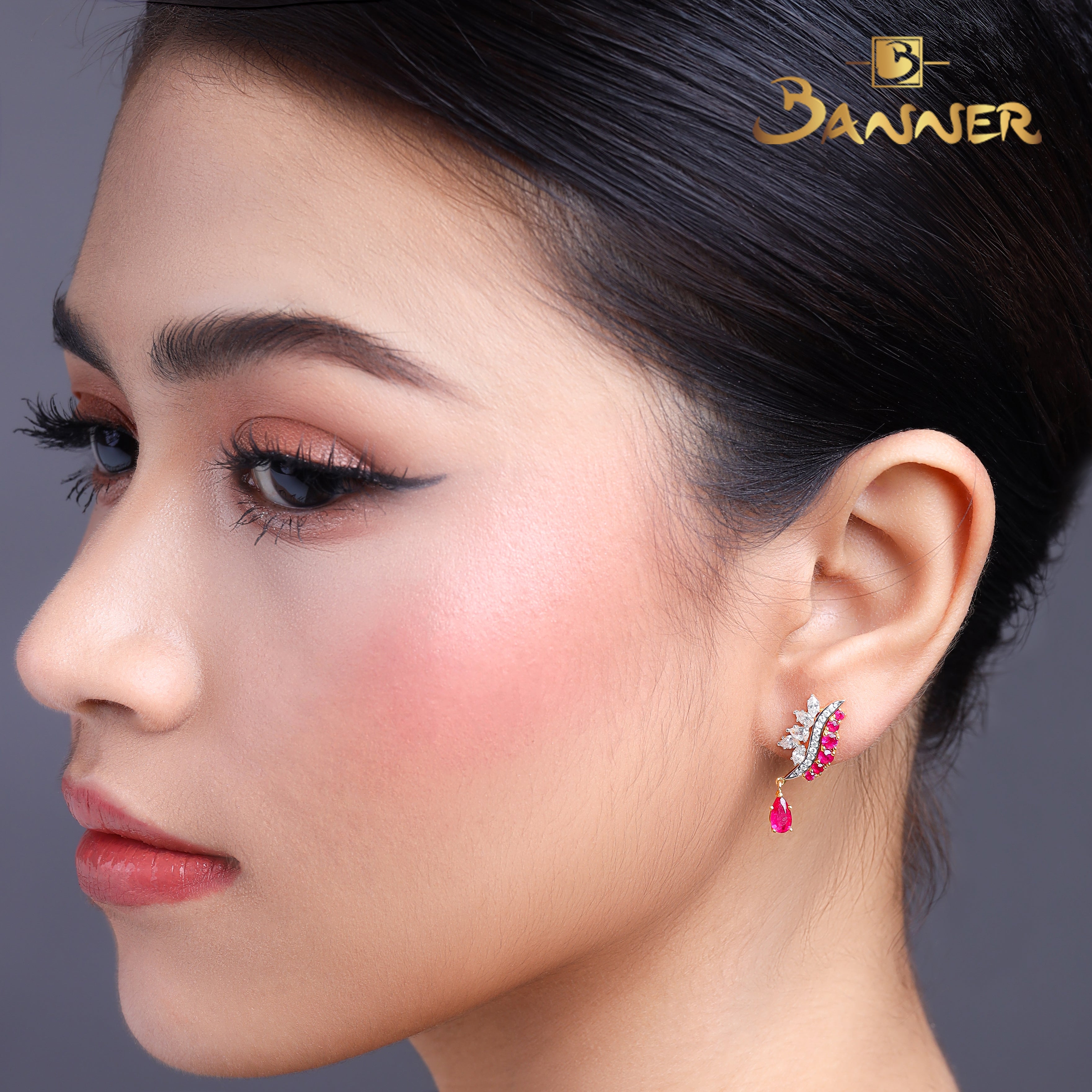 Ruby and Diamond Phoenix Earrings