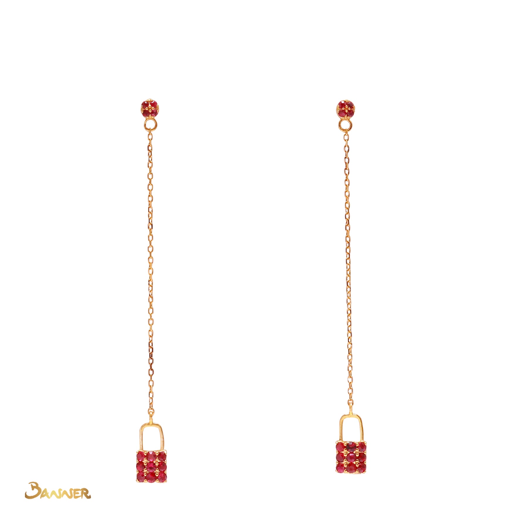 Ruby Lock Dangling Earrings