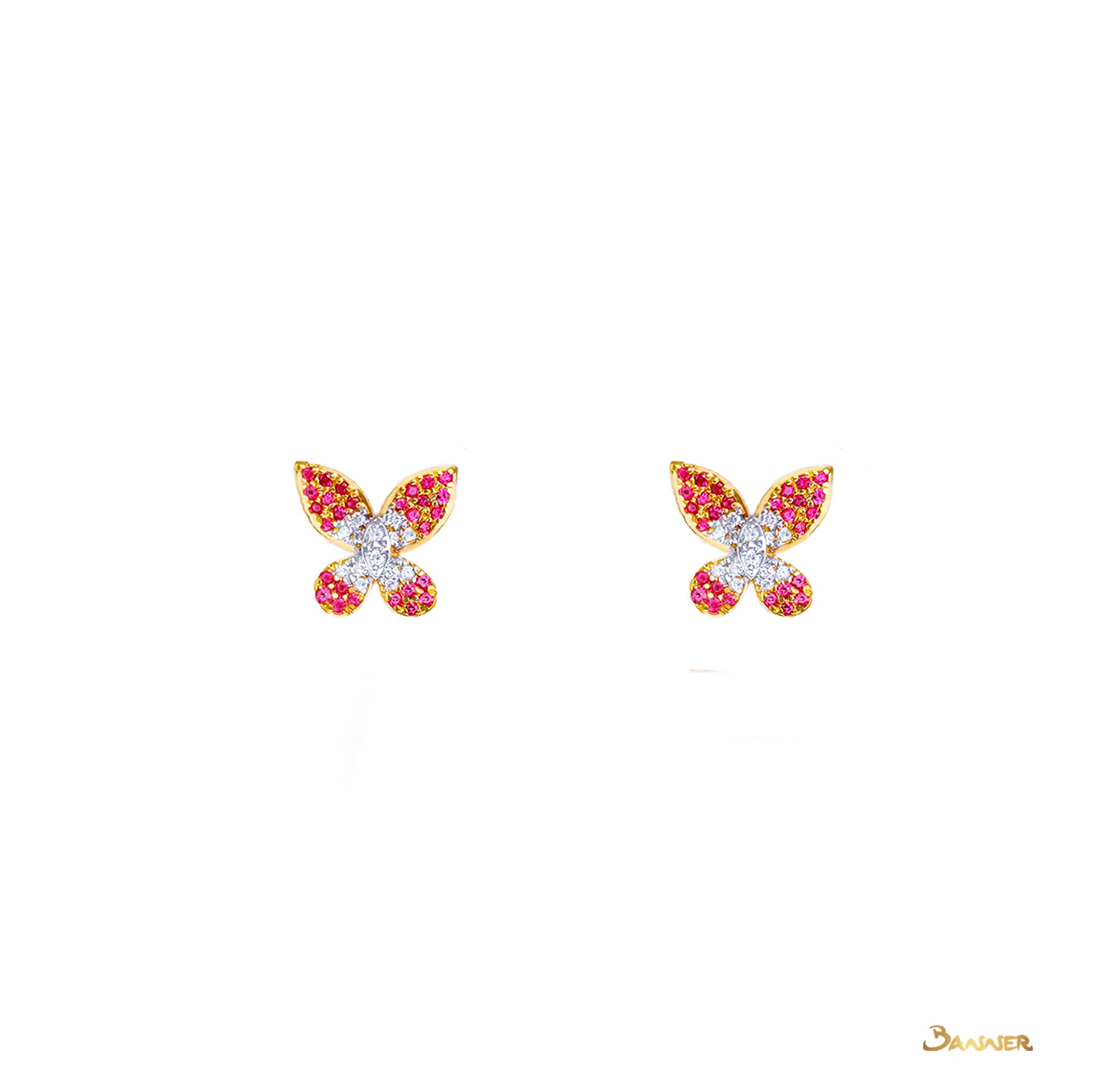 Ruby and Diamond Butterfly Earrings