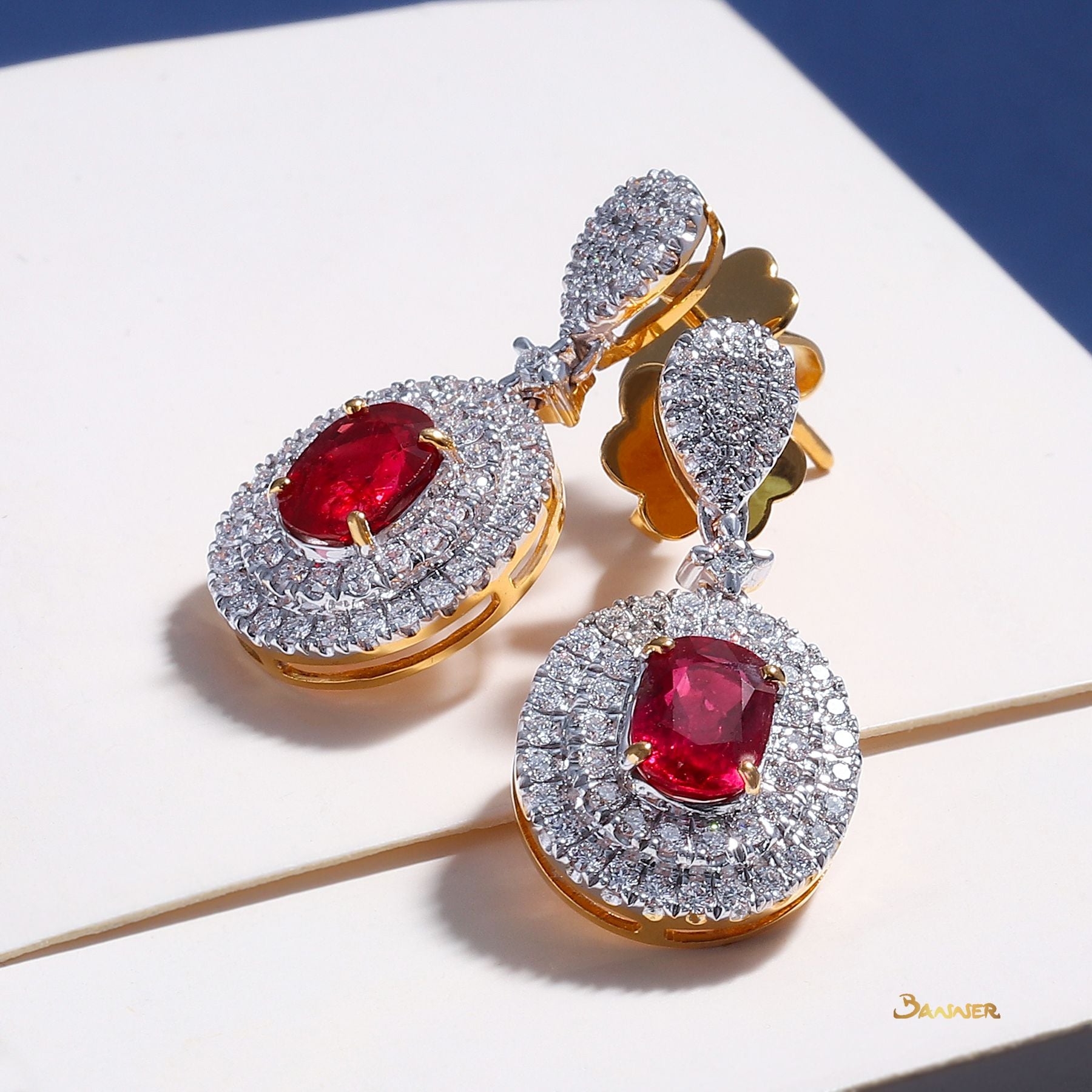 Ruby and Diamond Elegant Earrings