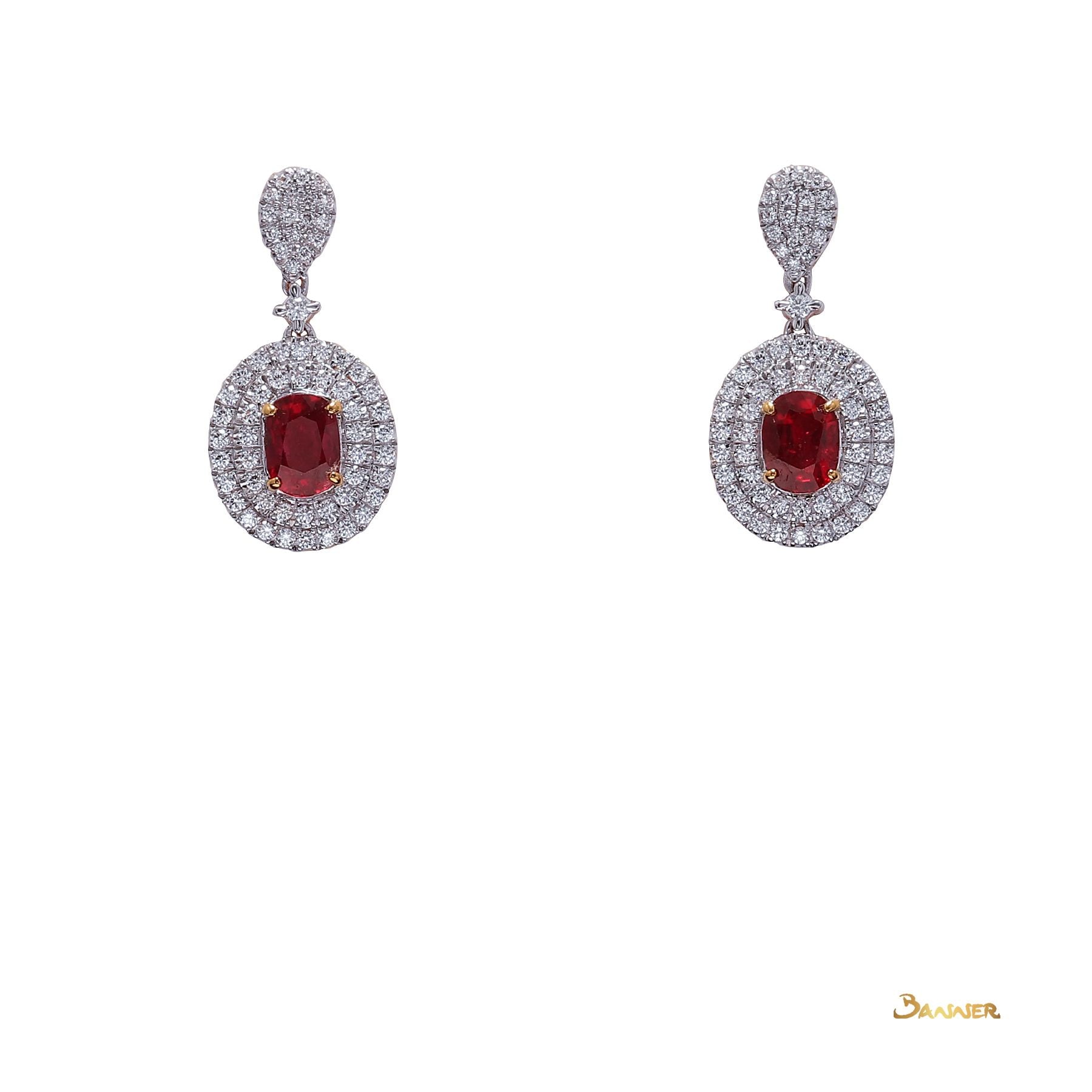 Ruby and Diamond Elegant Earrings