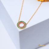 Ruby and Emerald Double Circle Necklace