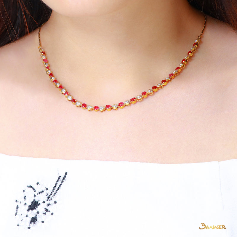 Ruby and Diamond Chin Paung Necklace