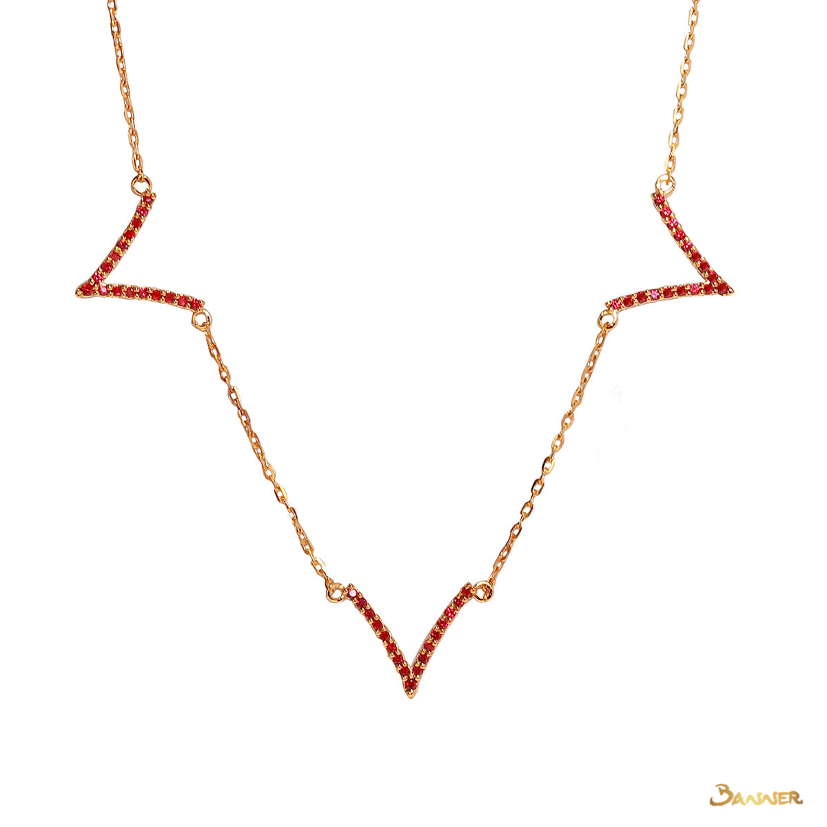 Ruby 3V Shape Necklace