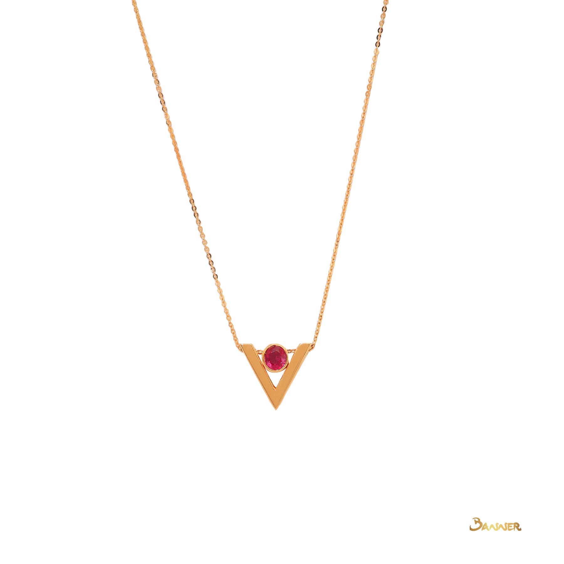 Ruby Dancing V-Shape Necklace