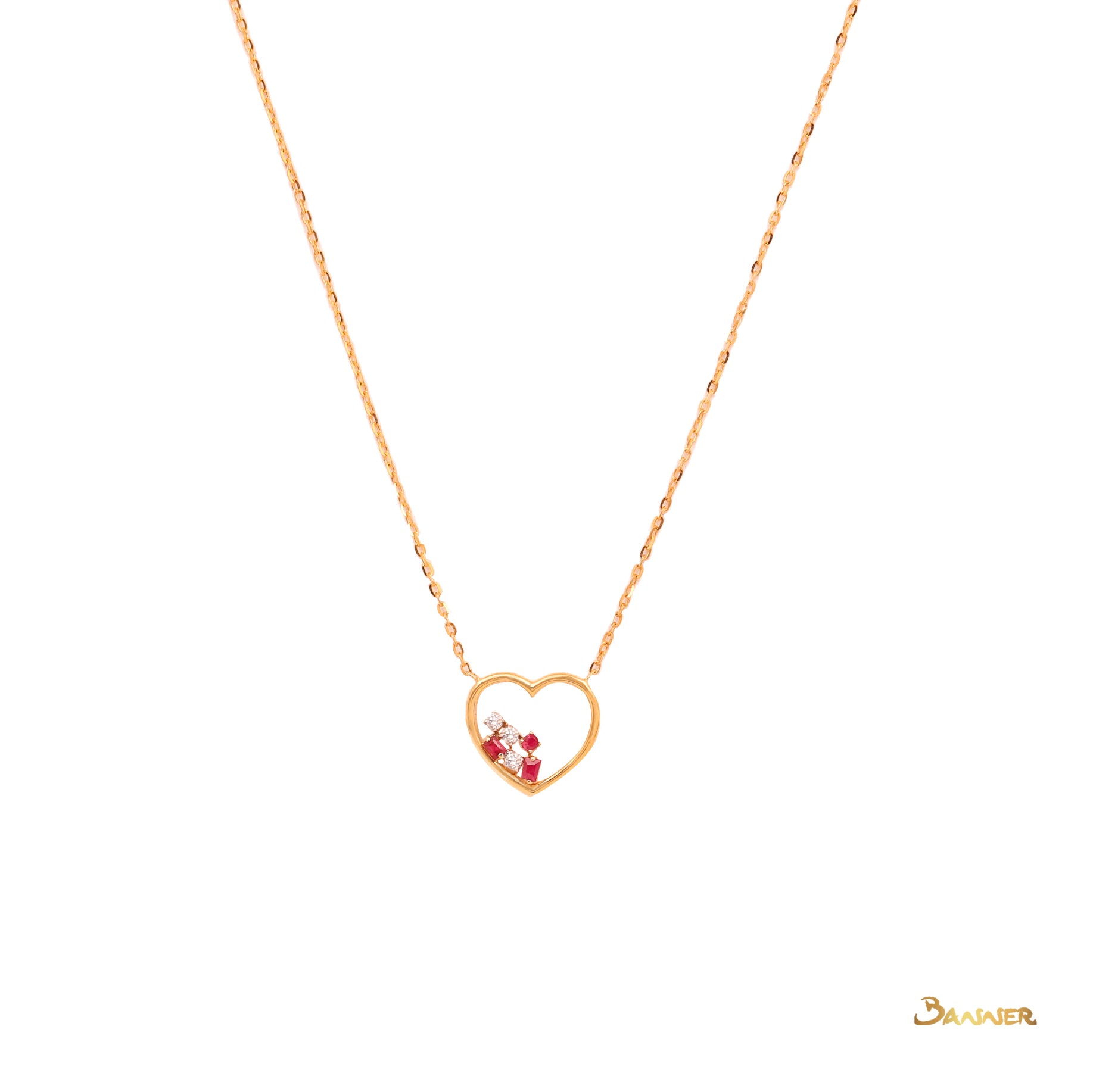 Ruby and Diamond Heart Necklace