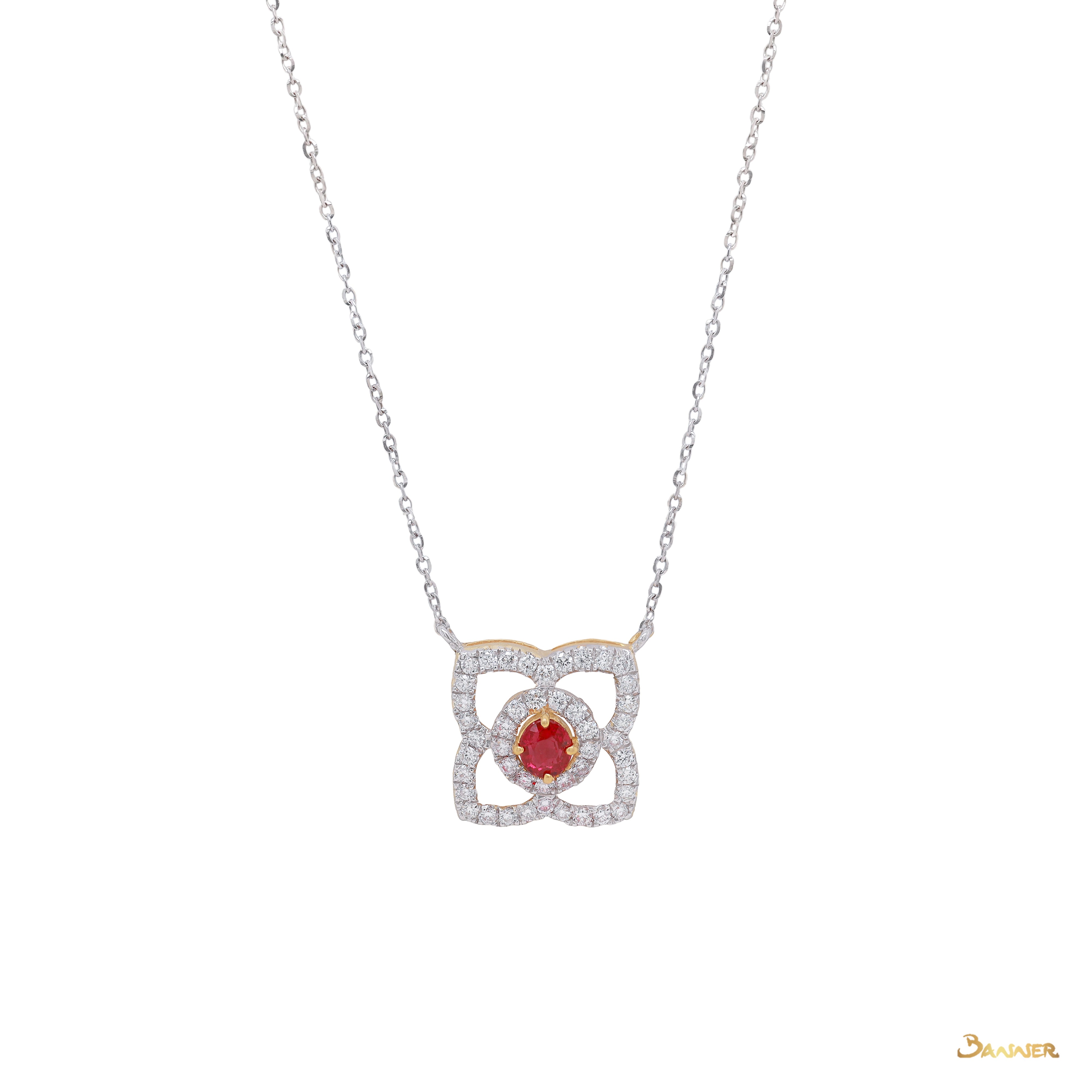 Ruby and Diamond Lotus Necklace