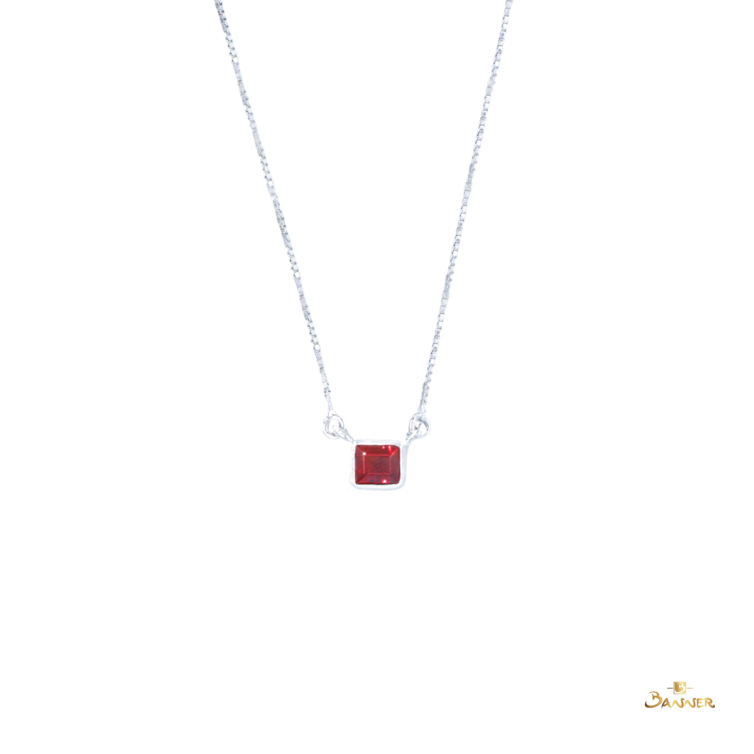 Emerald-cut Ruby Solitaire Necklace