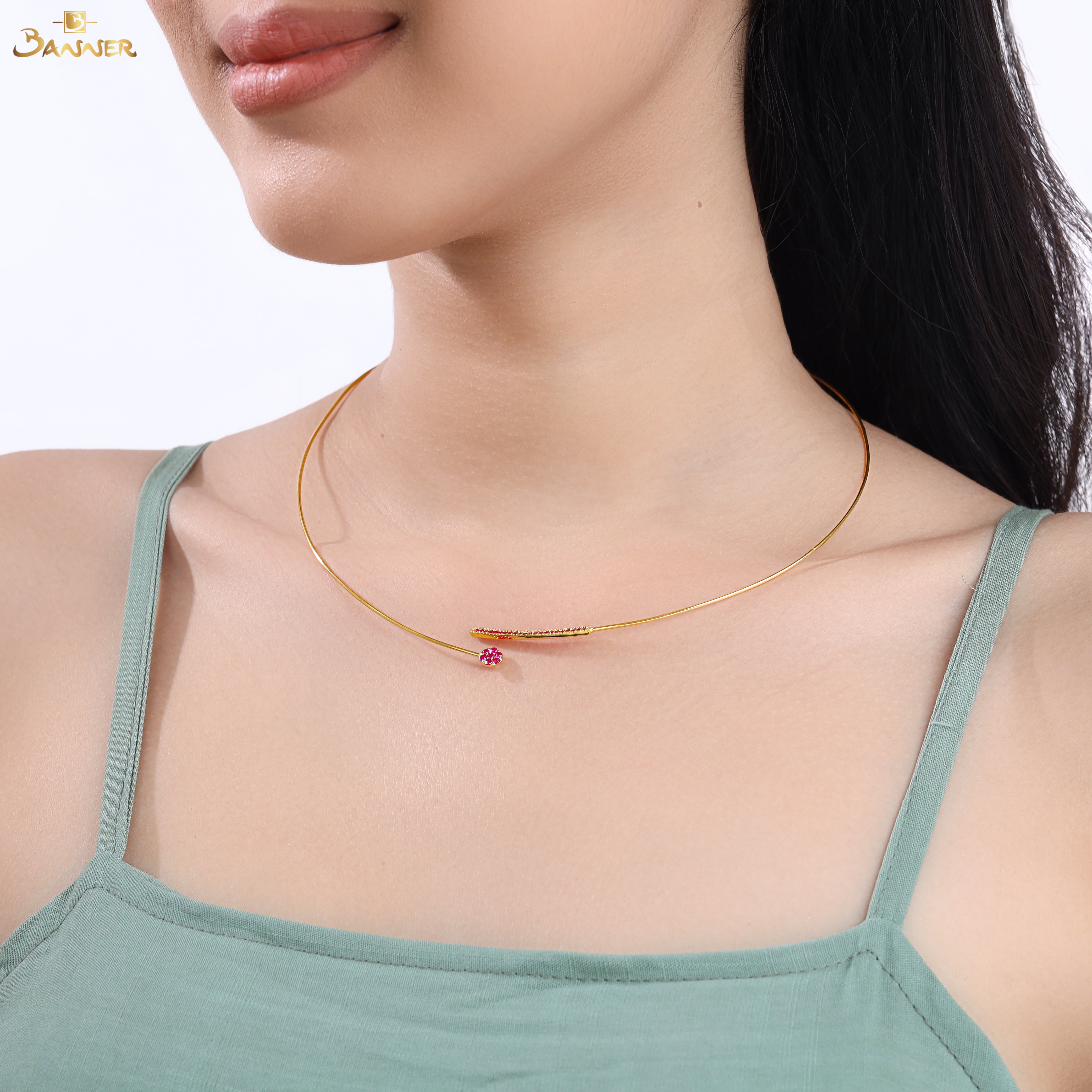 Ruby Bypass Bangle Necklace