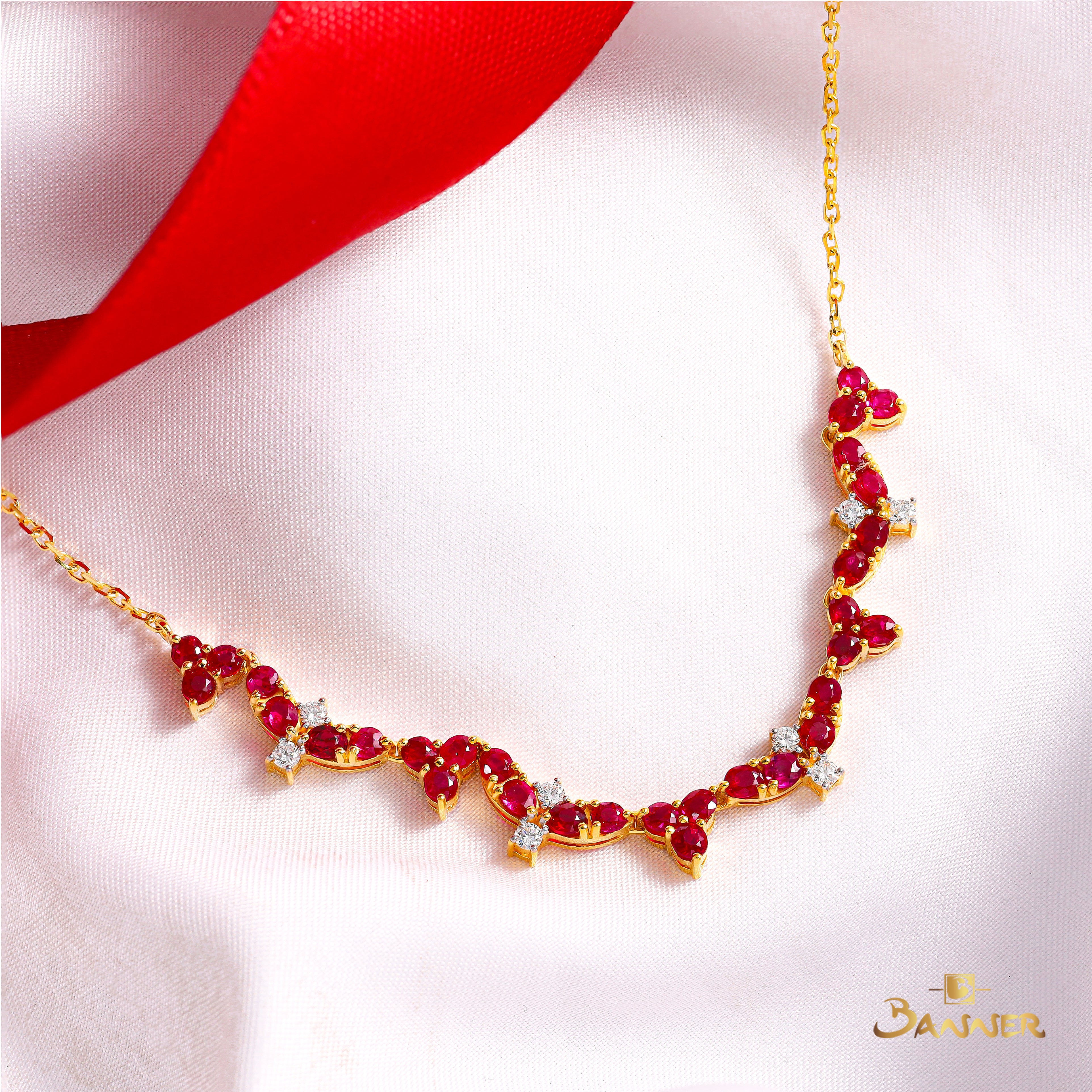 Ruby and Diamond Floral Necklace