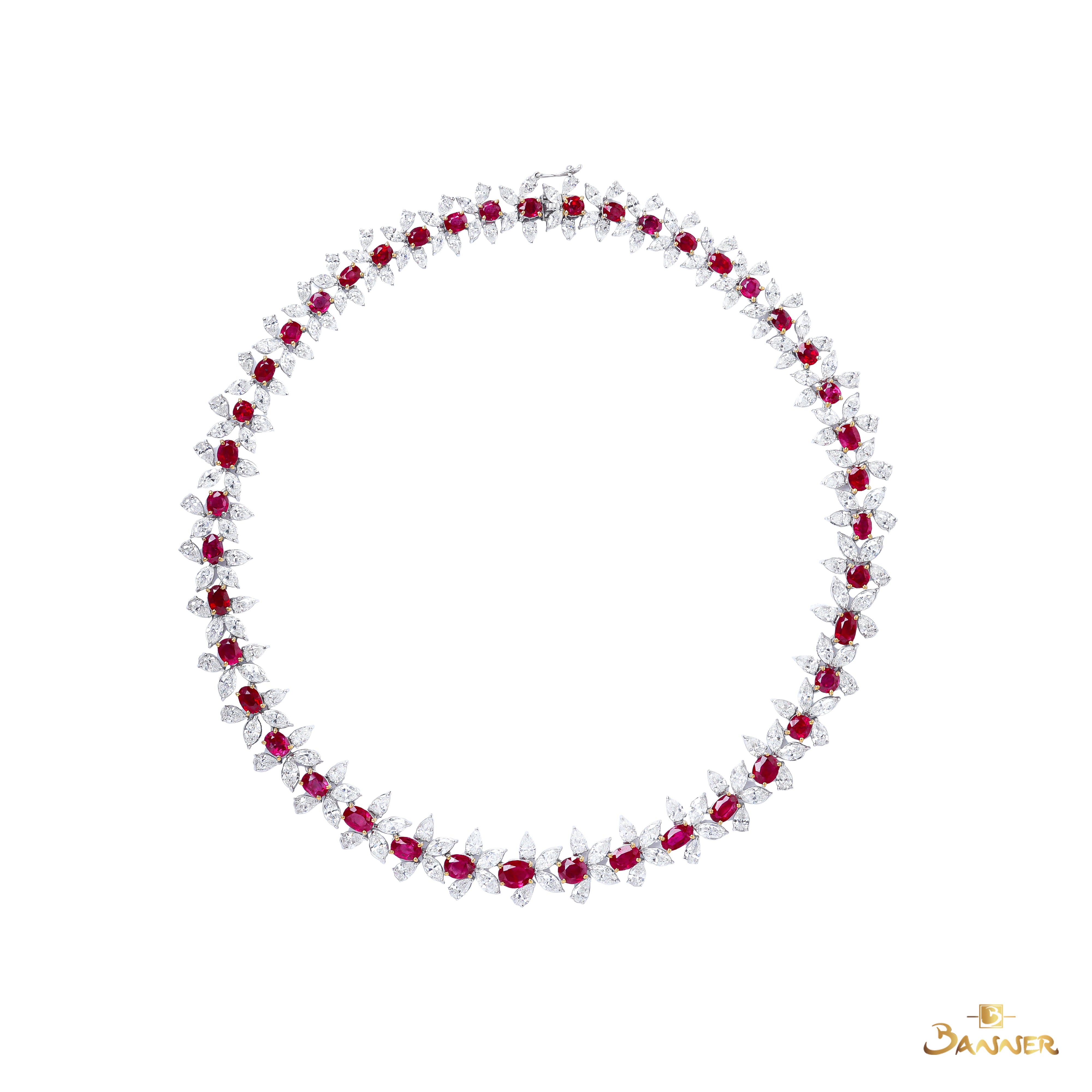 Natural Ruby and Diamond Necklace