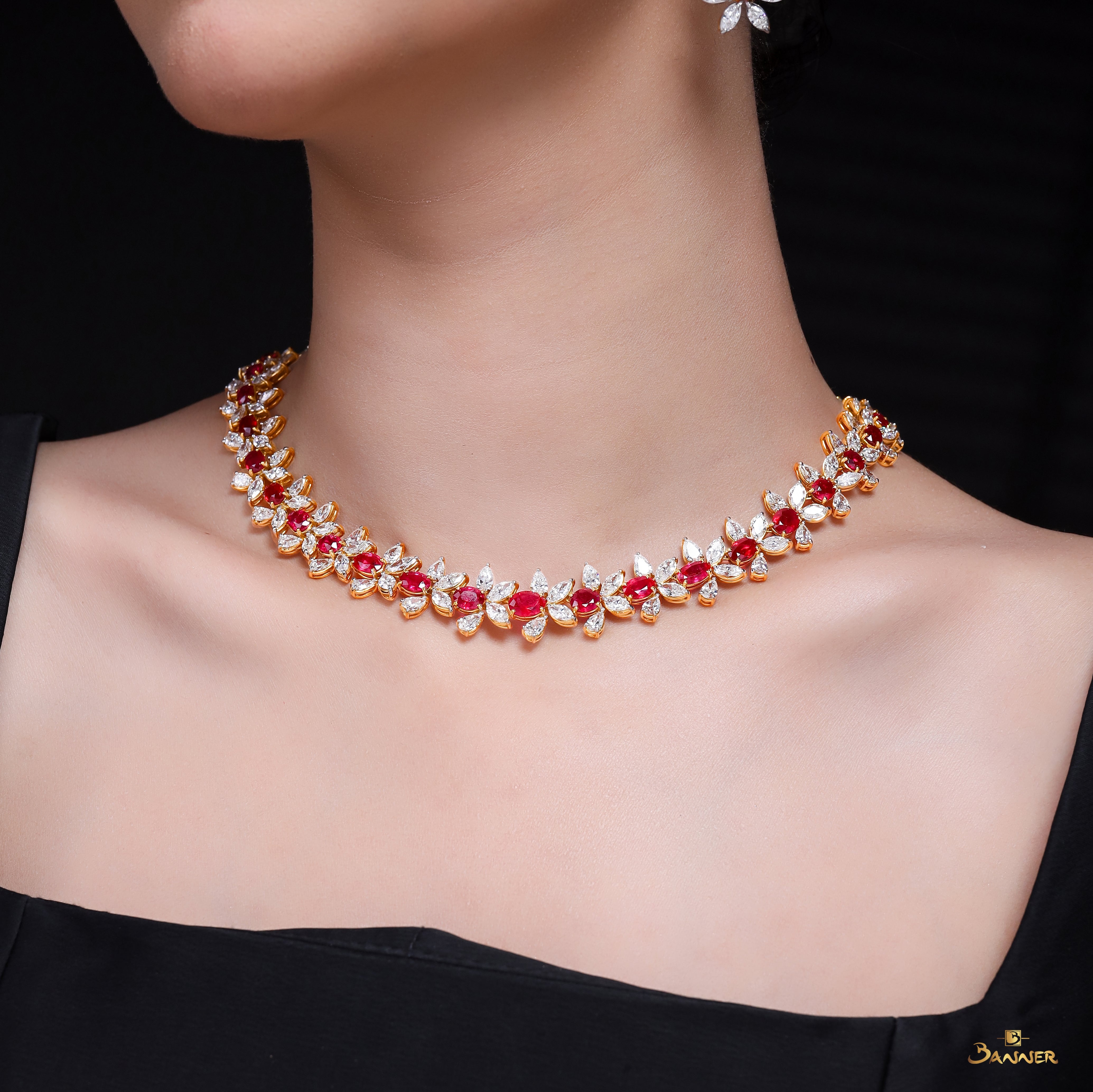 Natural Ruby and Diamond Necklace