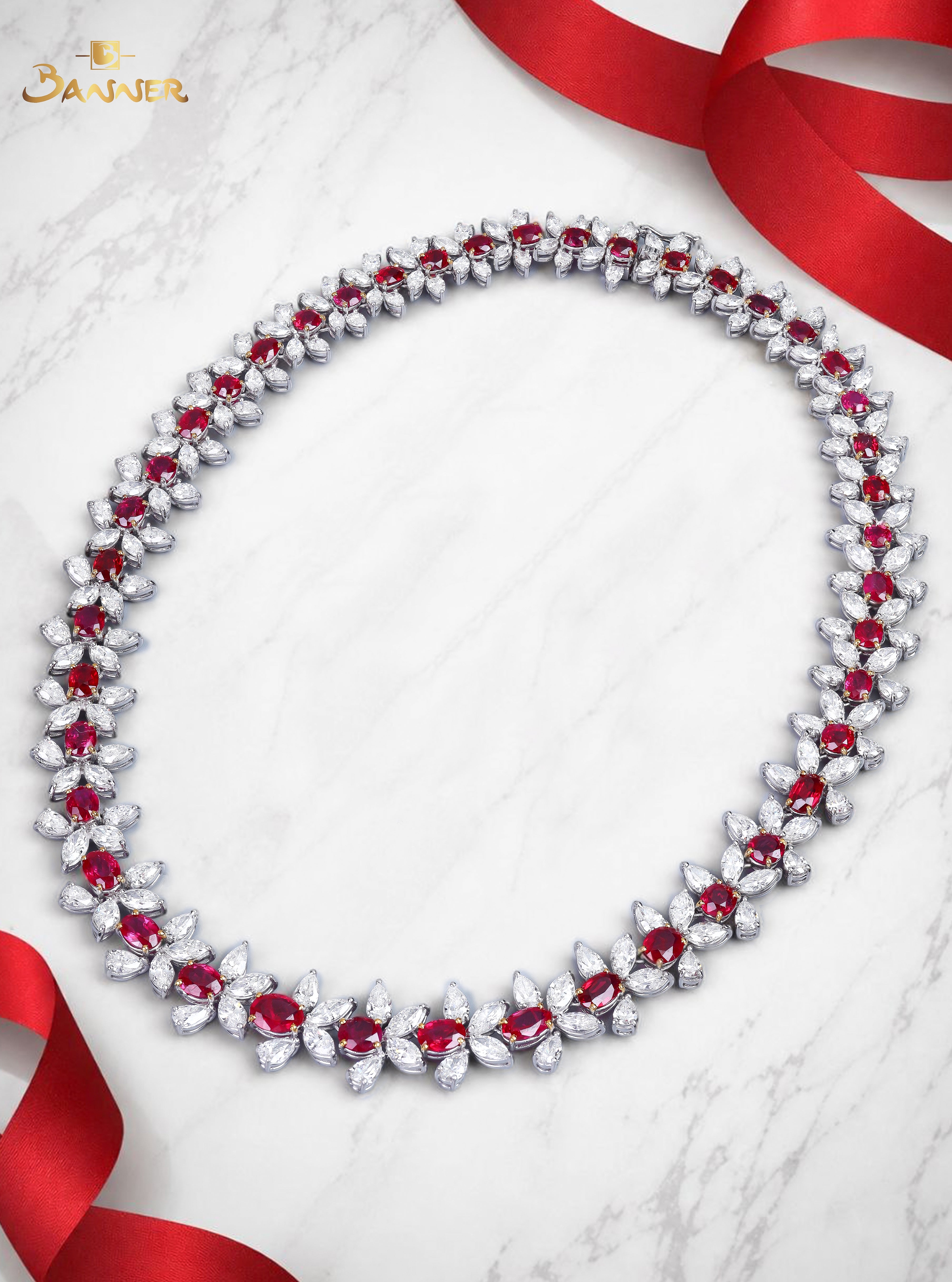Natural Ruby and Diamond Necklace