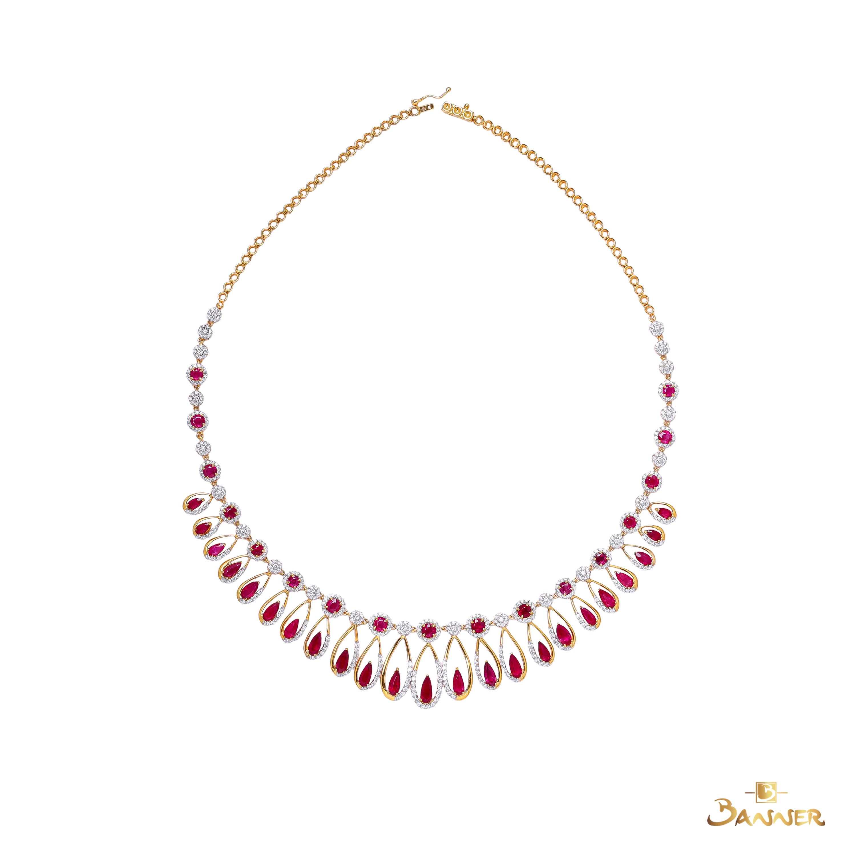 Ruby and Diamond Peacock Necklace