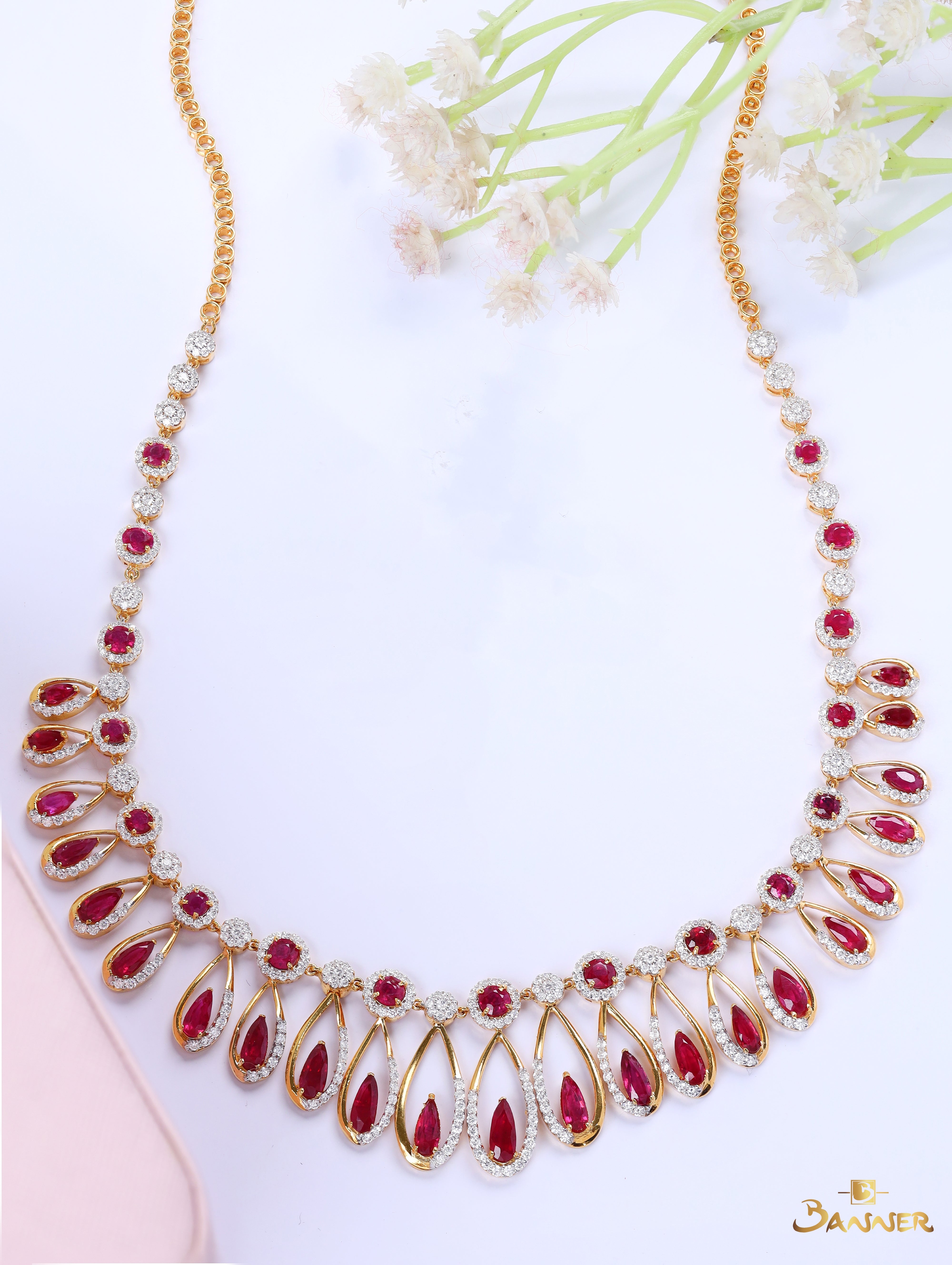 Ruby and Diamond Peacock Necklace