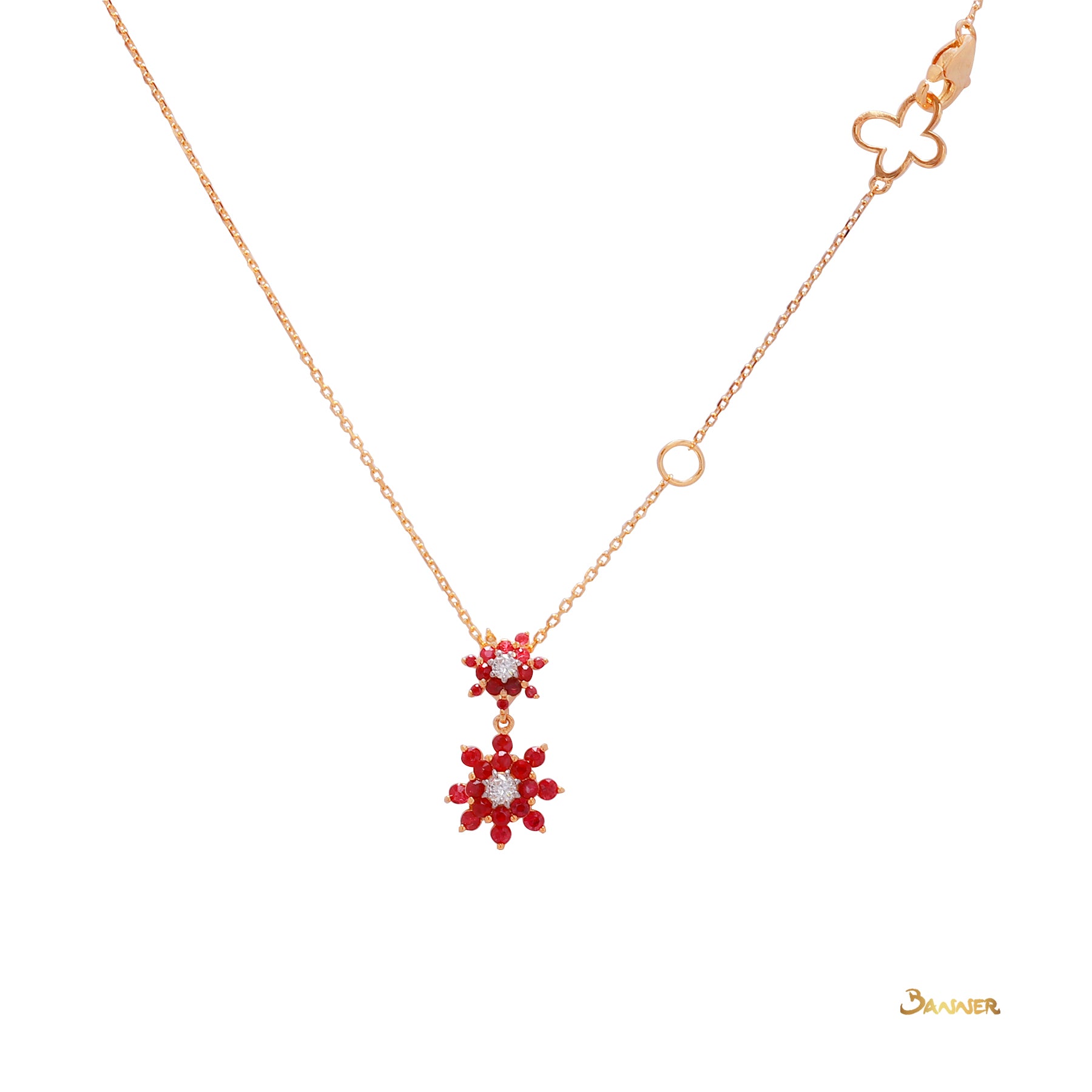 Ruby and Diamond Floral Necklace