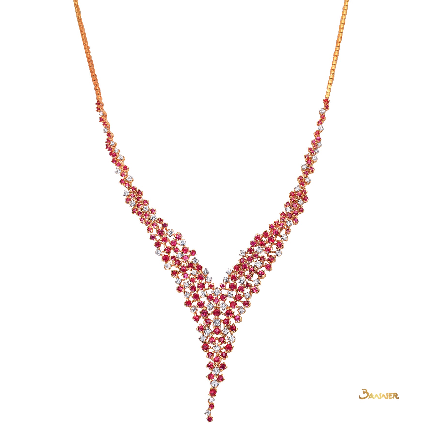 Ruby and Diamond Floral Necklace