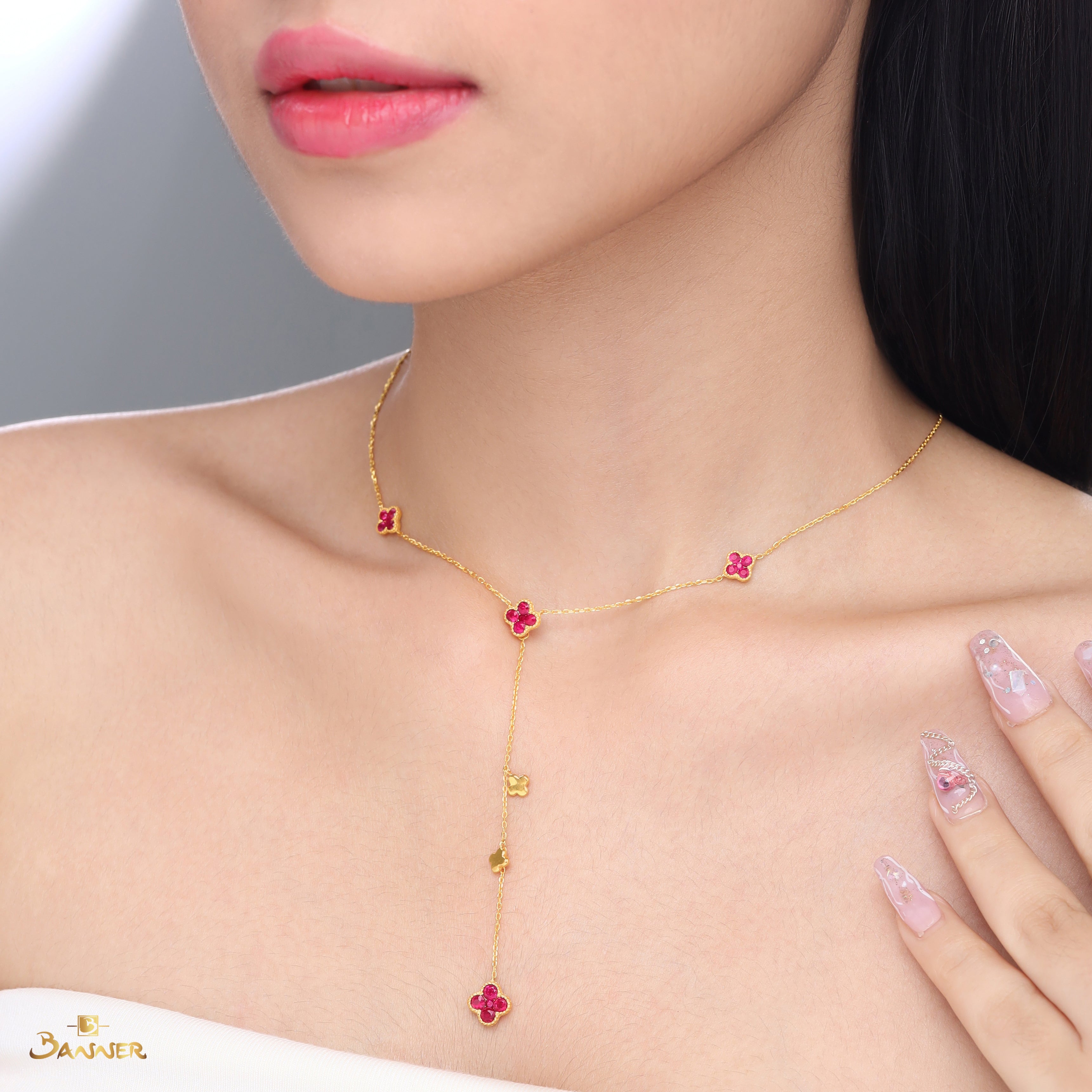 Ruby 3-step Clover Necklace
