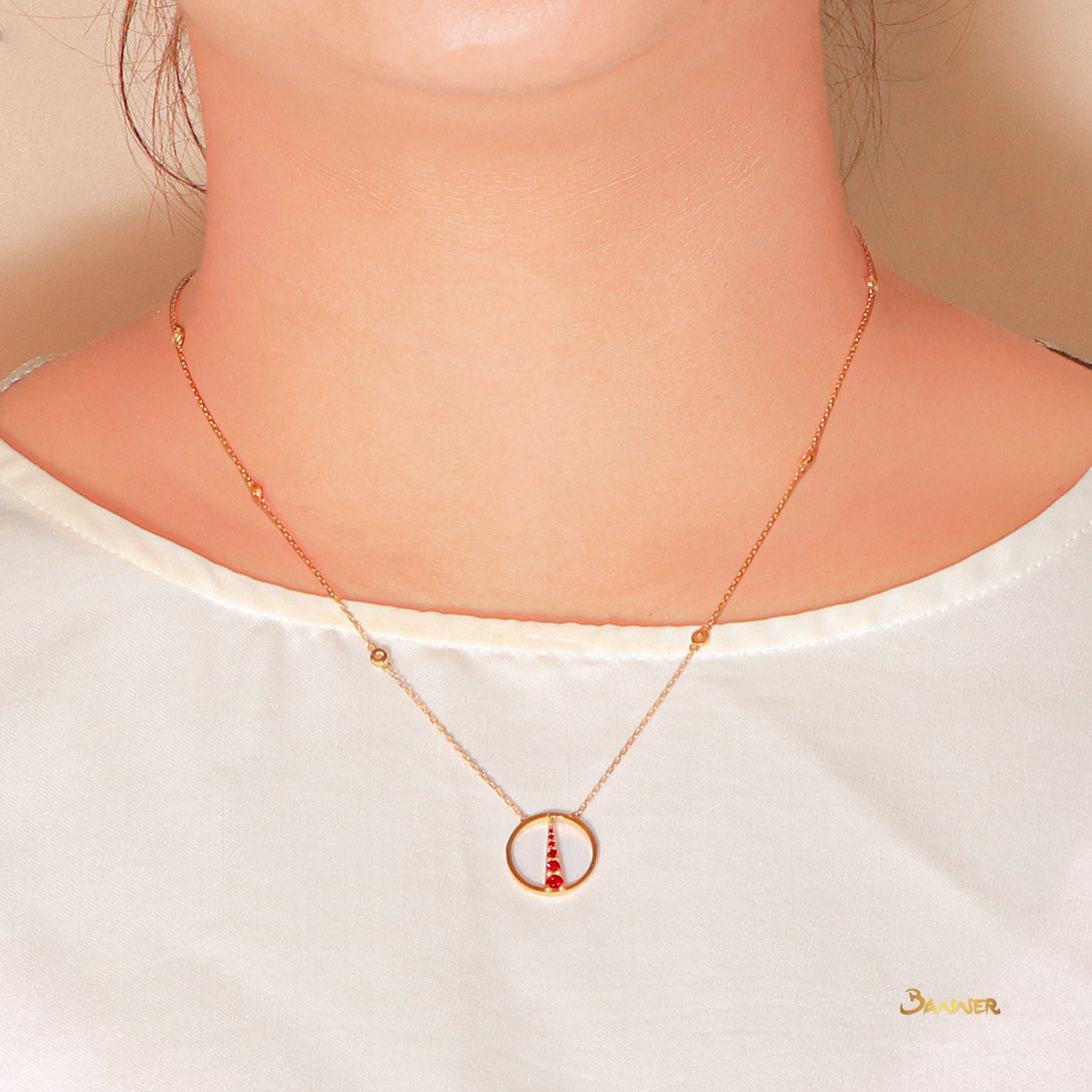 Ruby Lighthouse Circle Necklace