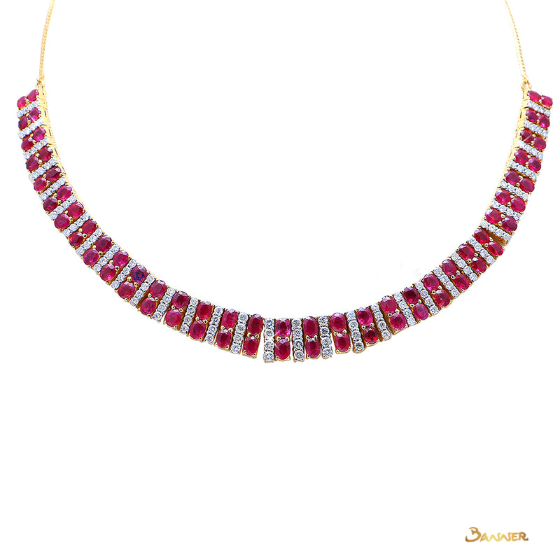 Ruby and Diamond Double-Row Necklace