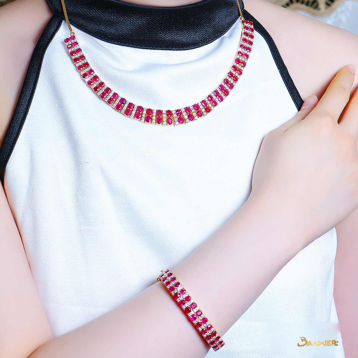 Ruby and Diamond Double-Row Necklace