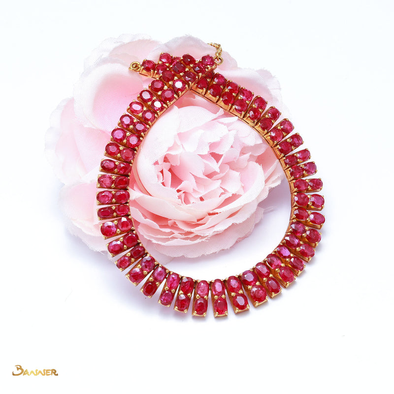 Natural Mogok Ruby Two-Rows Necklace
