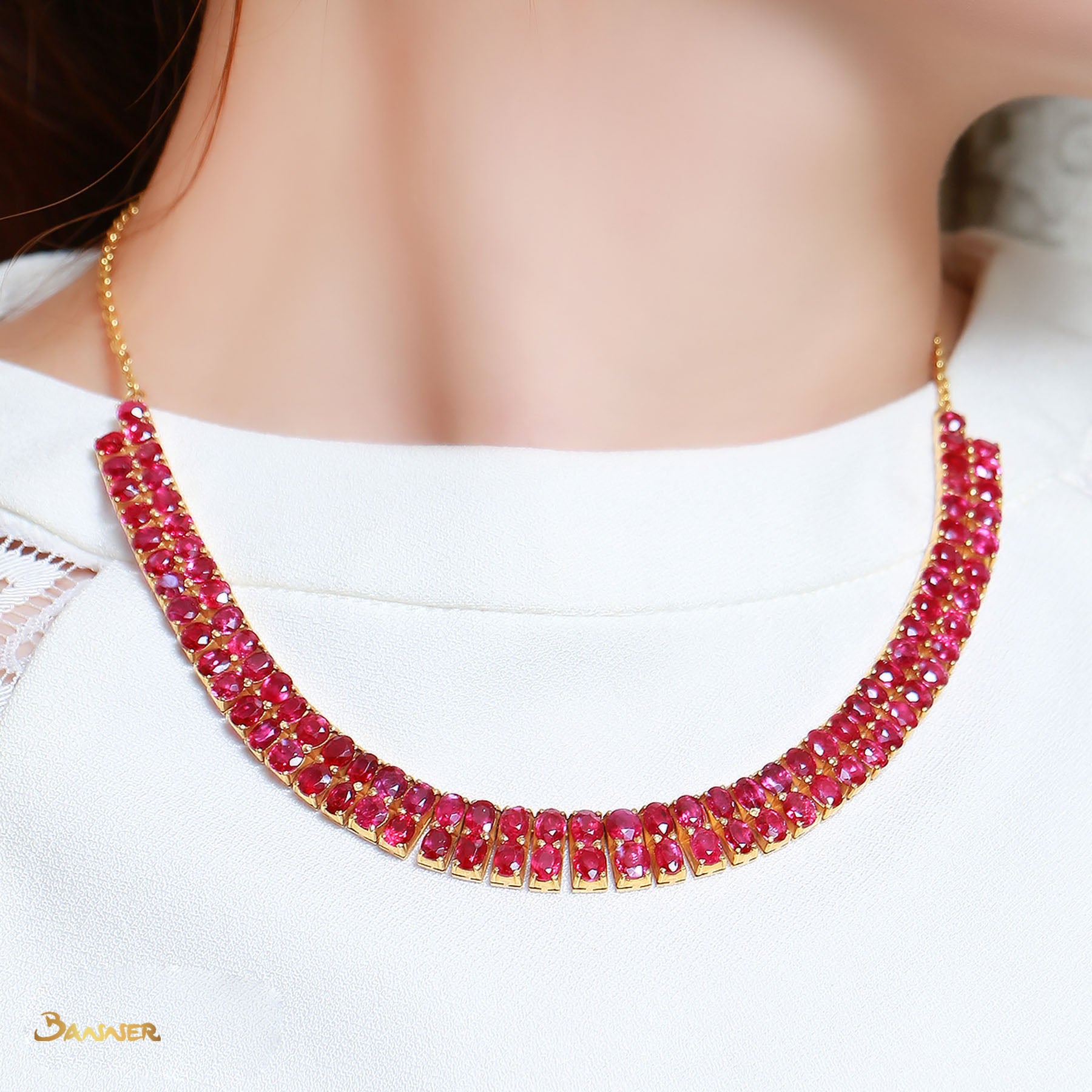 Natural Mogok Ruby Two-Rows Necklace