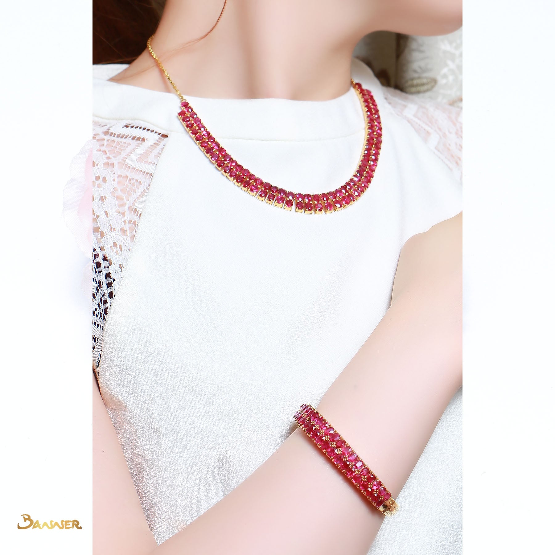 Natural Mogok Ruby Two-Rows Necklace