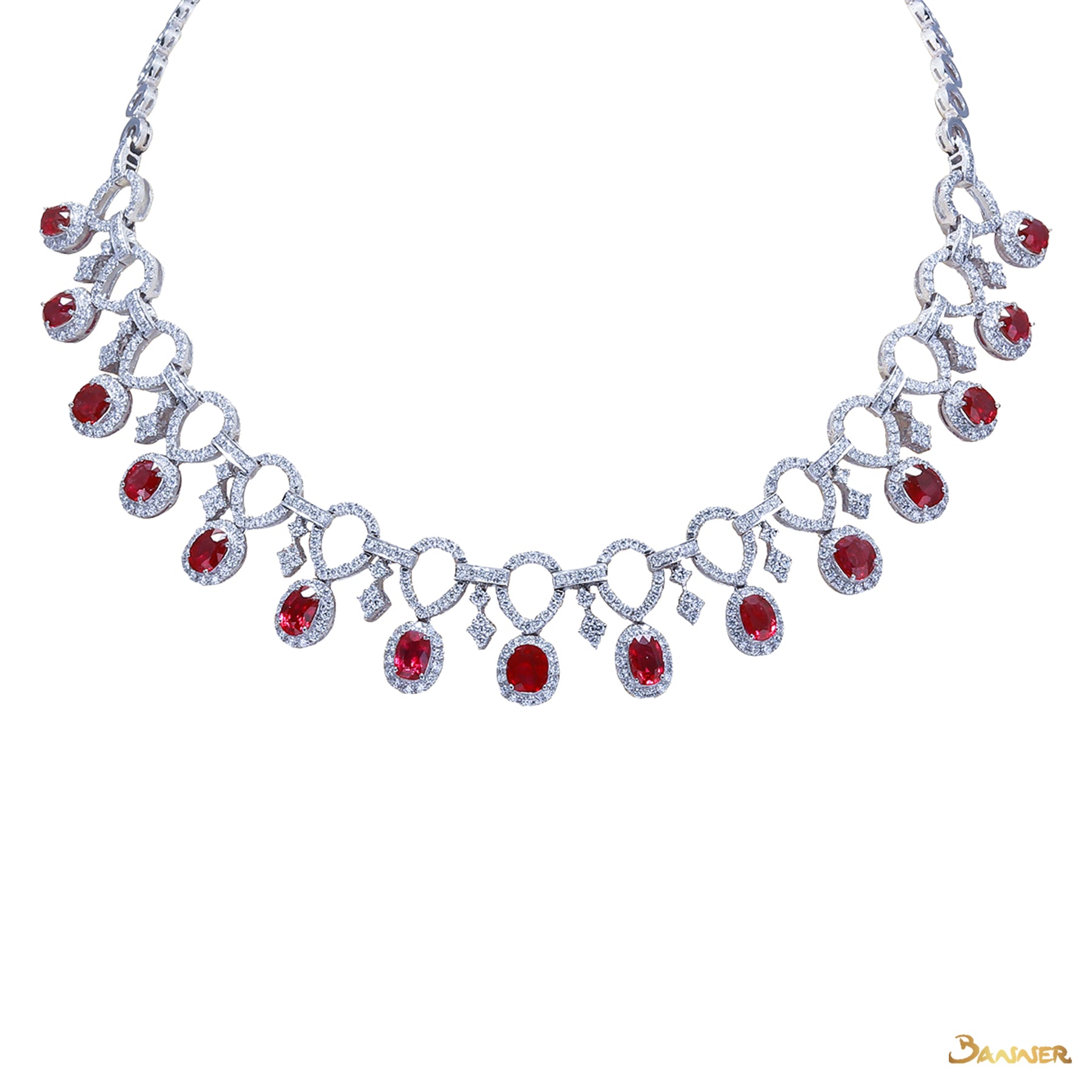 Natural Mogok Ruby and Diamond Necklace