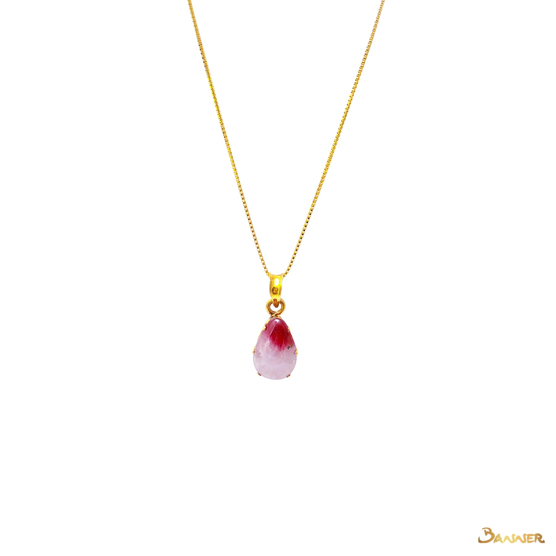 Ruby Rain Drop Two Color Pendant