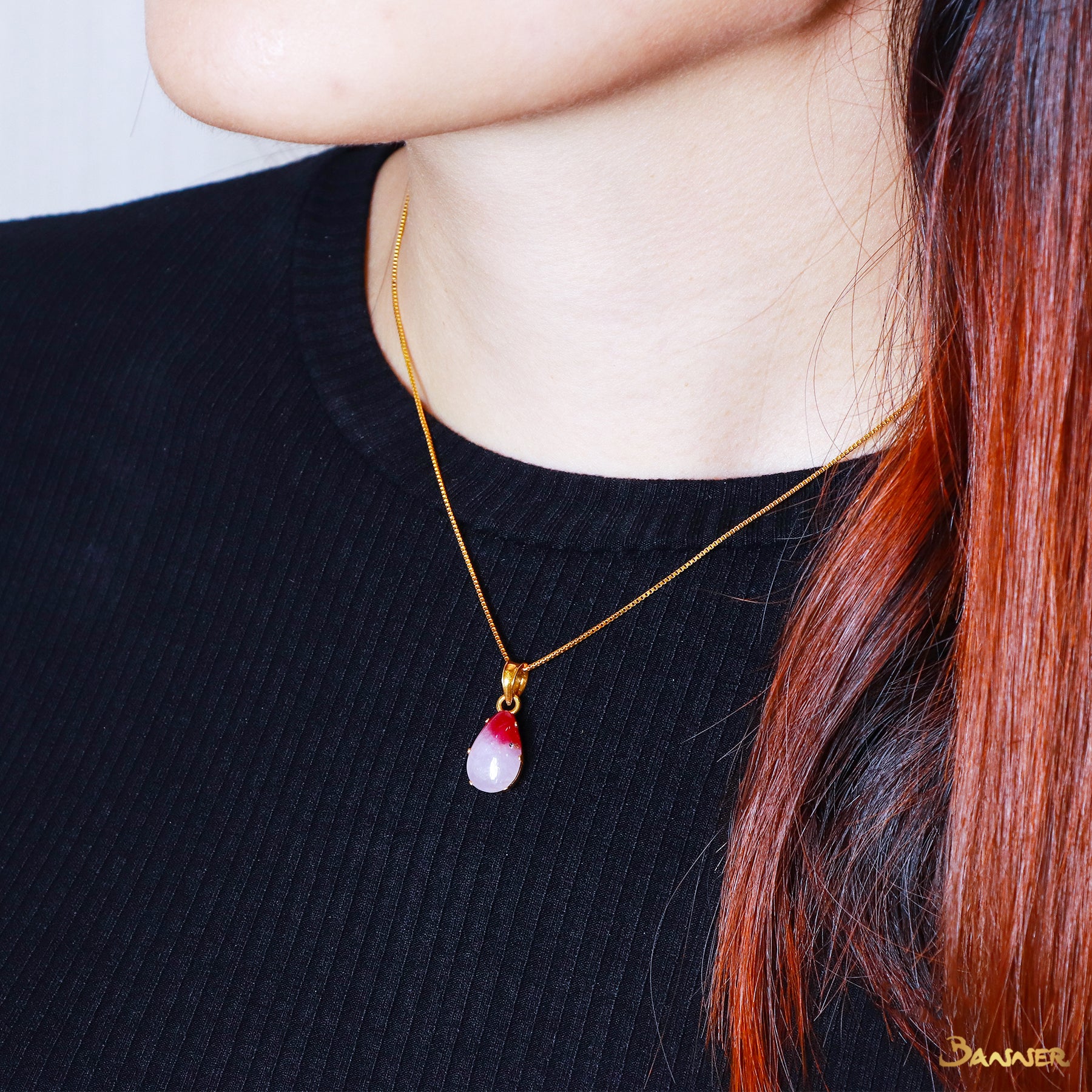 Ruby Rain Drop Two Color Pendant