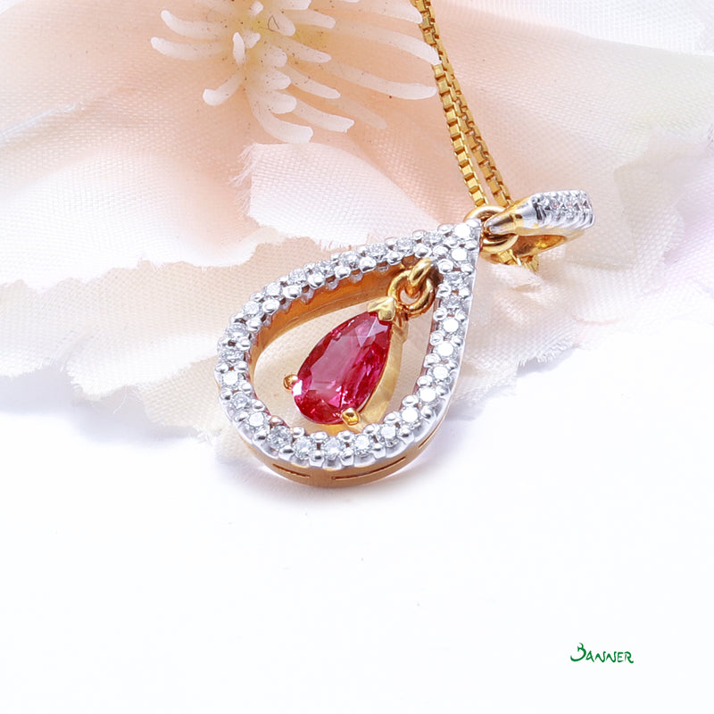 Ruby and Diamond Bell Pendant