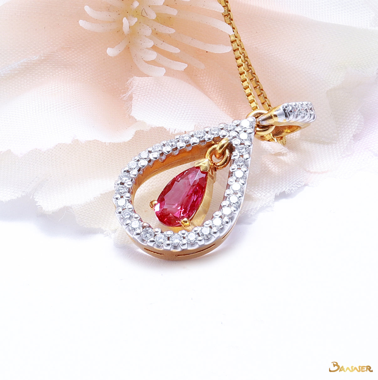 Ruby and Diamond Bell Pendant