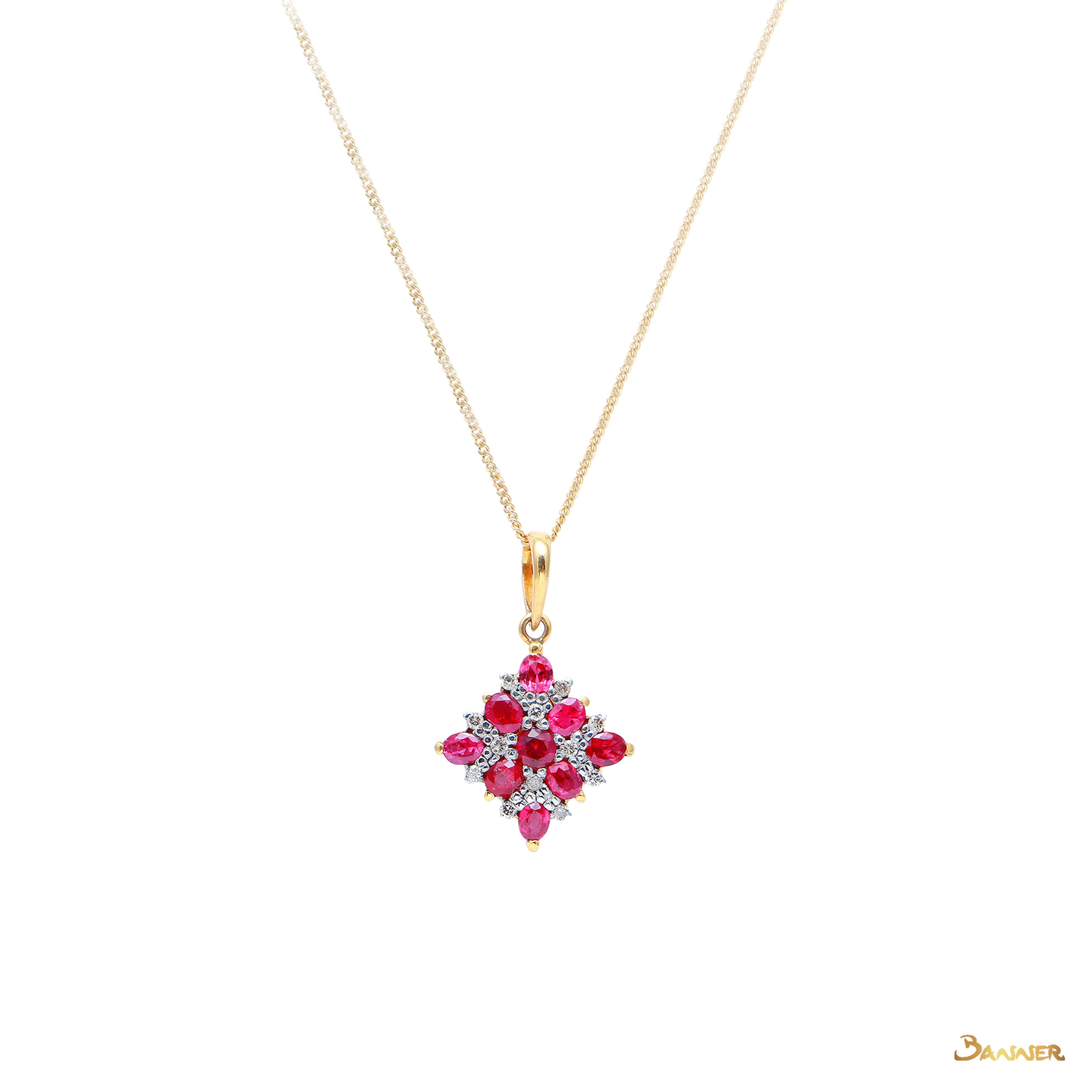 Ruby and Diamond Checkered Pendant