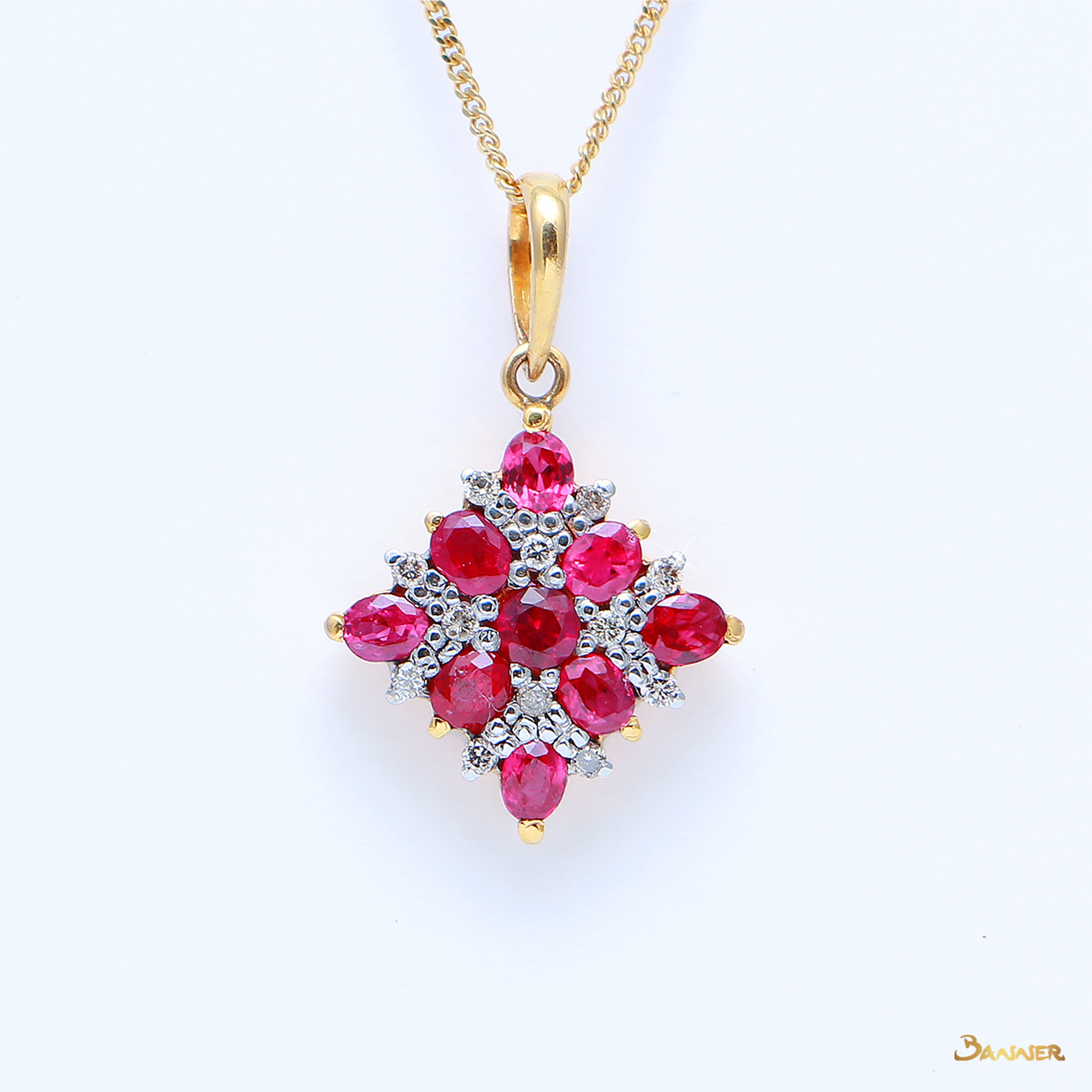 Ruby and Diamond Checkered Pendant