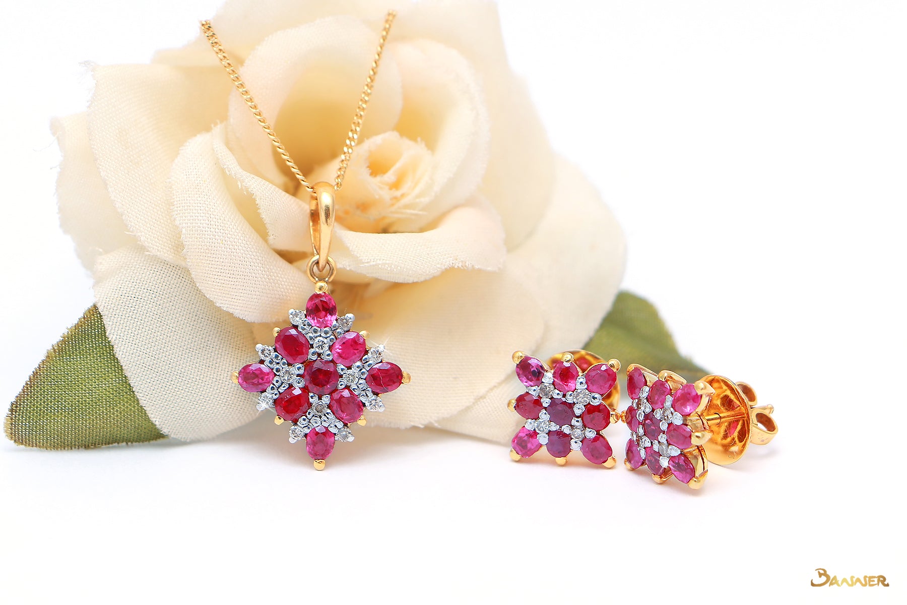 Ruby and Diamond Checkered Pendant