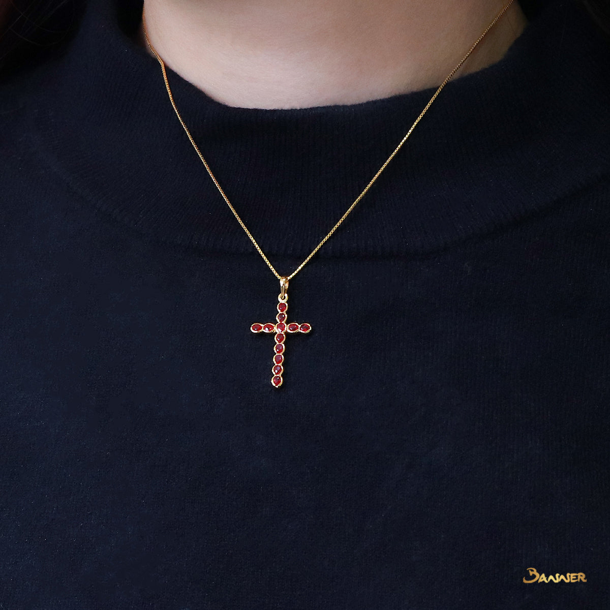 Ruby Cross Pendant