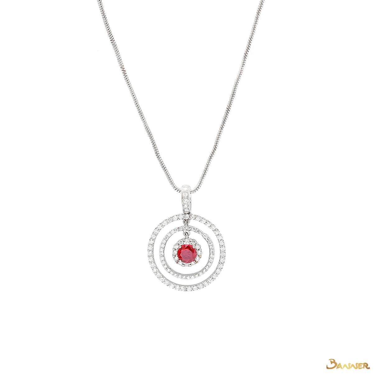 Ruby and Diamond Bull's Eye Pendant